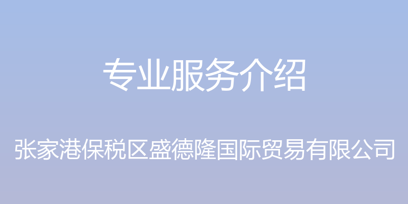 专业服务介绍 - 张家港保税区盛德隆国际贸易有限公司