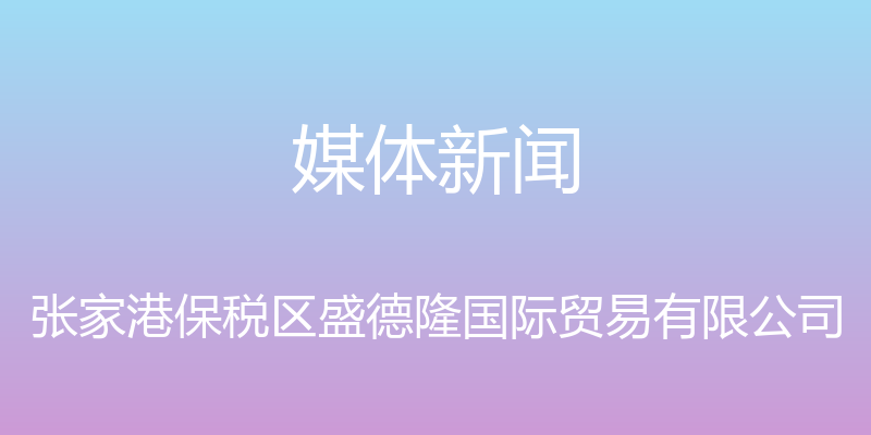 媒体新闻 - 张家港保税区盛德隆国际贸易有限公司